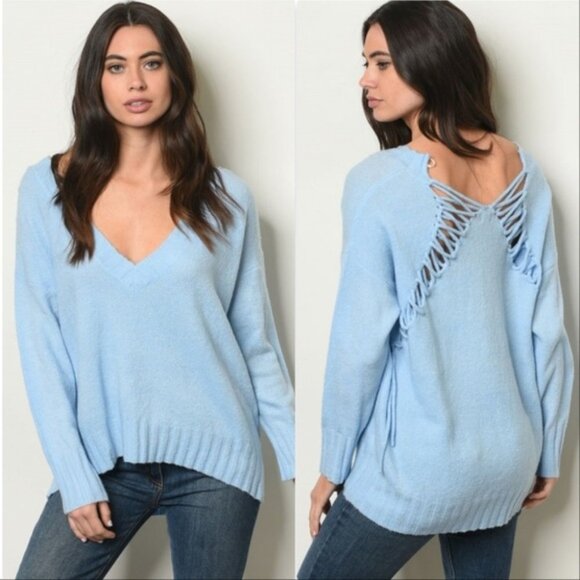 BLUE SWEATER TOP - Picture 1 of 1